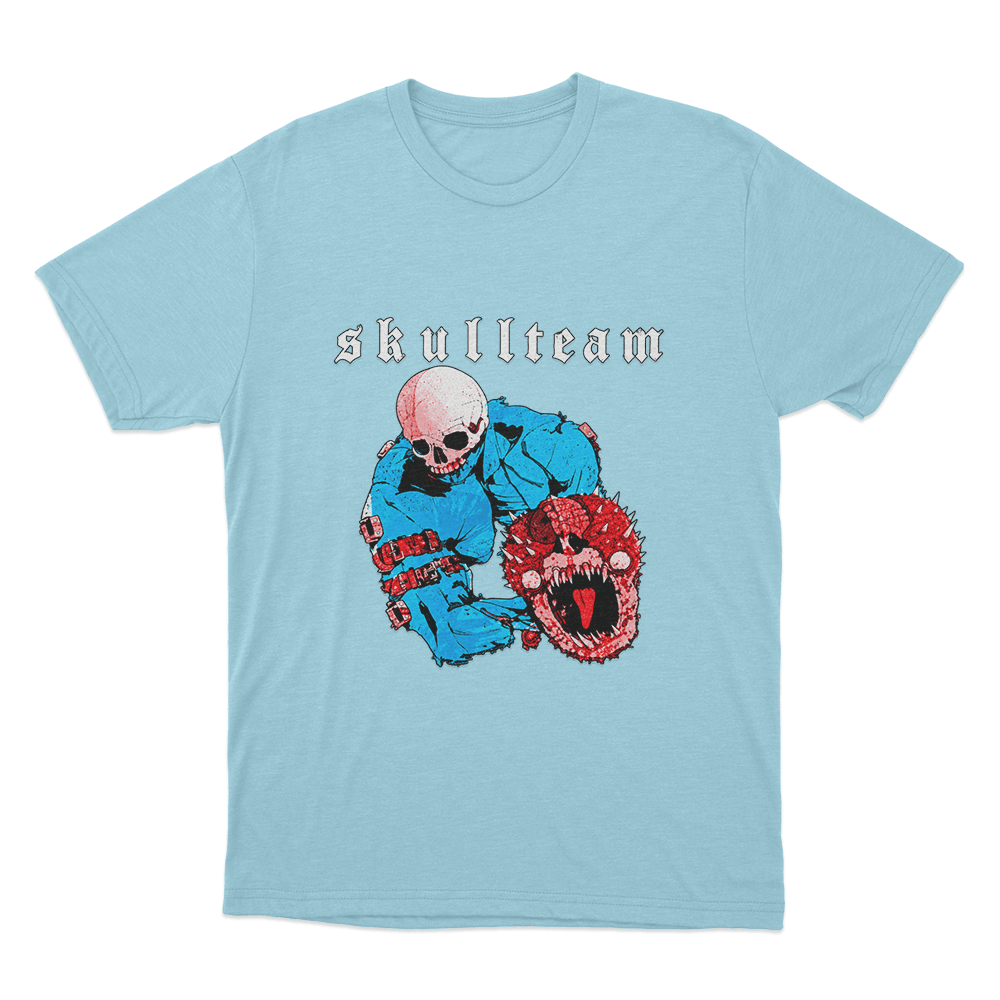 Skull Team Unisex T Shirt Sky Blue Skull Team Unisex T Shirt Sky Blue